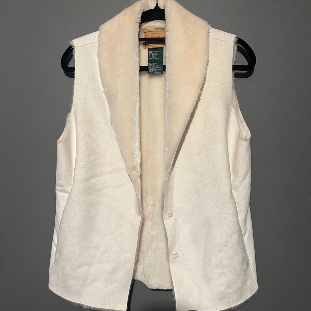 White fur Ralph Lauren vest